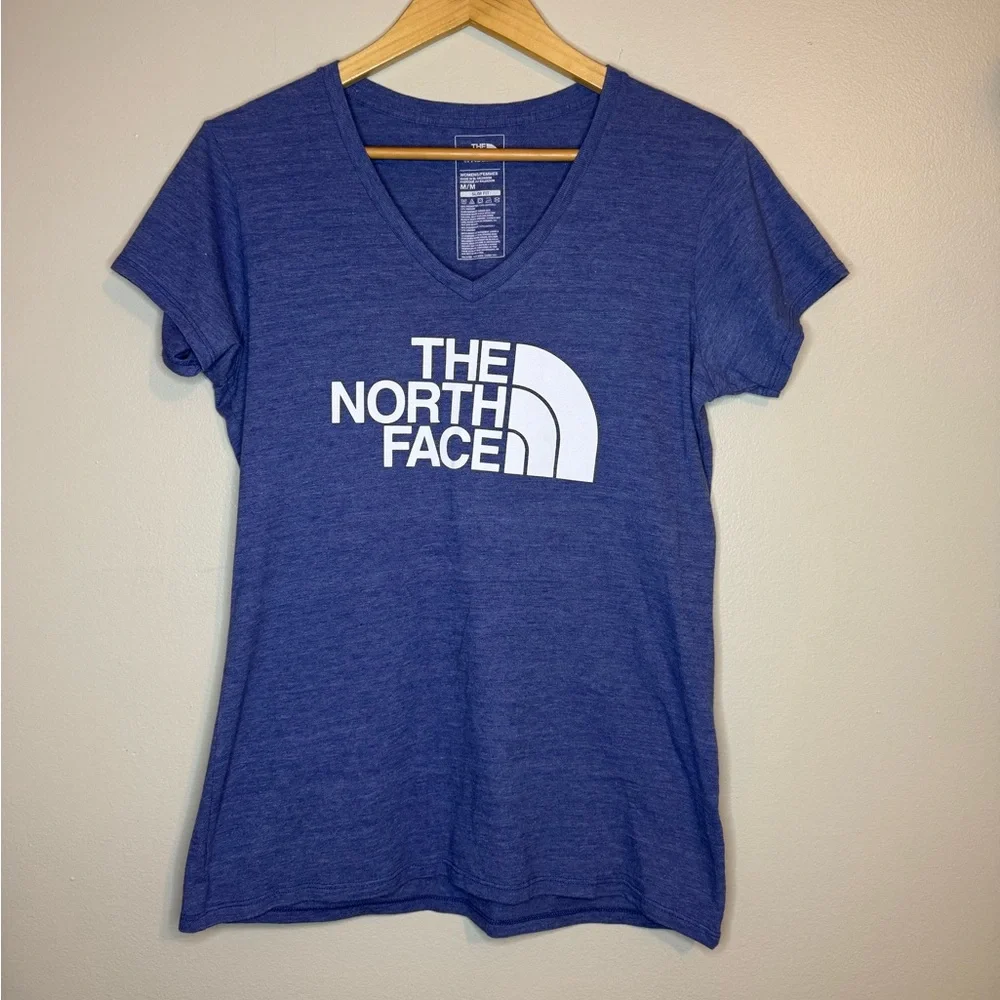 The North Face Women's Heathered Blue V-Neck Tee - Picture 1 of 3